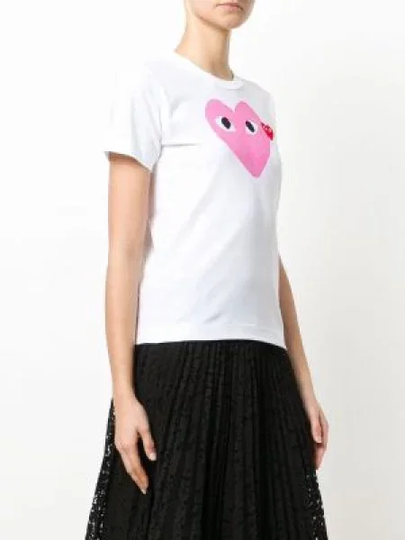 Tričko Comme Des Garçons Play se srdcovým vzorem bílé