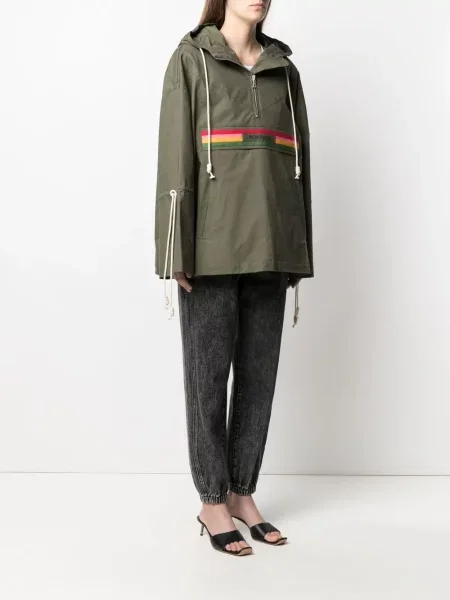 Geacă Palm Angels cu glugă verde