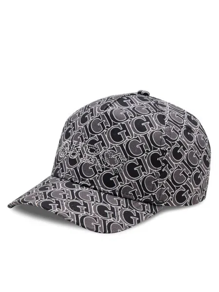 Детска шапка с козирка Guess с десен черно