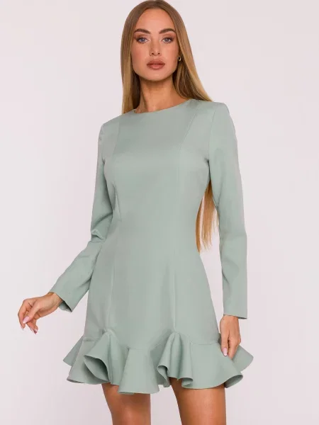 Rochie mini Made Of Emotion cu volane verde