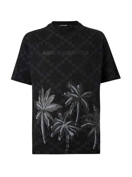 Karl Lagerfeld Tricou albastru fumuriu / gri metalic / gri închis negru