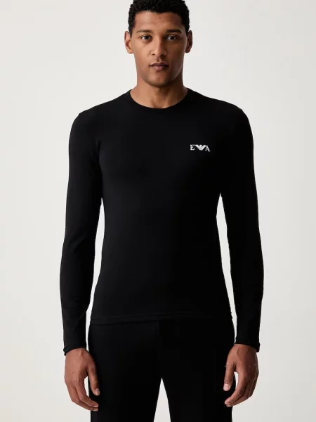 Tricou cu mânecă lungă Emporio Armani Underwear negru