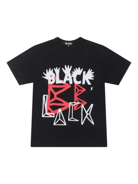 Raštuotas marškinėliai Black Comme Des Garçons juoda