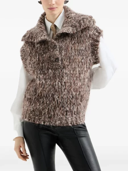 Vestă Brunello Cucinelli de mohair maro