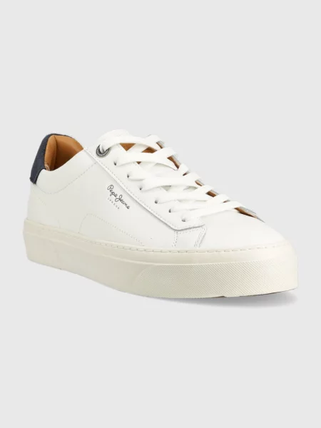 Pepe Jeans sneakersy skórzane YOGI biały