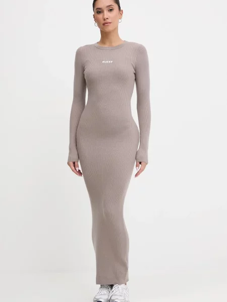 Guess sukienka FLAMINIA maxi dopasowana beżowy