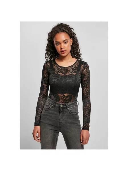 Koszulka Urban Classics koronkowa czarna