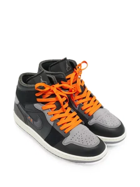 Кожени маратонки Jordan Air Jordan 1 с връзки сиво