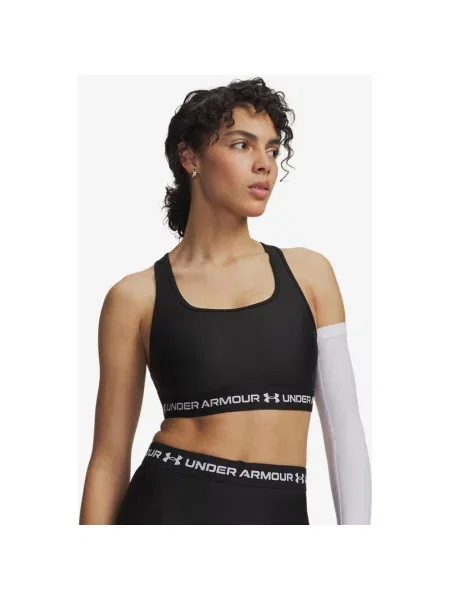 Biustonosz Under Armour Crossback Mid czarny węgiel XS biały