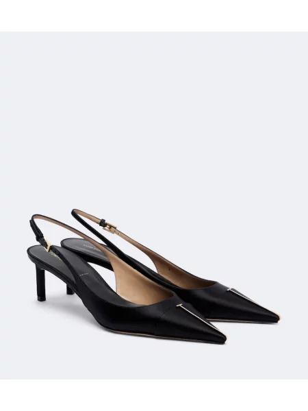 Pantofi cu toc Tom Ford din satin slingback negru