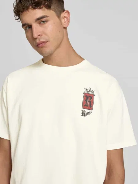 T-shirt w kroju regular fit z nadrukiem z logo Rhude biała