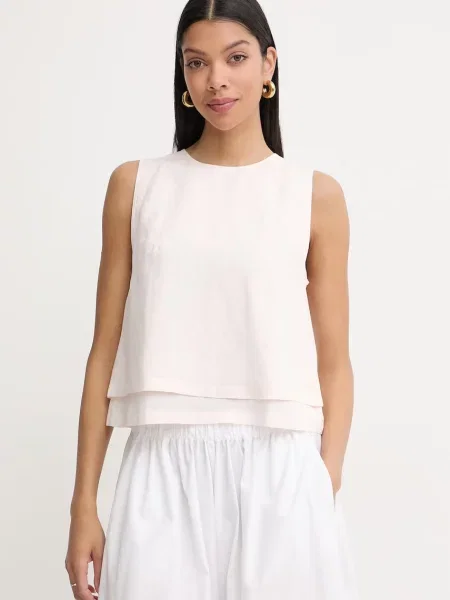 BOSS bluza z lyocellom Bliny roza