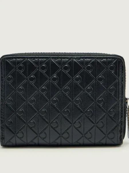 Portofel Mic pentru Bărbați Calvin Klein Emblem Emboss Zip Coin Pouch negru