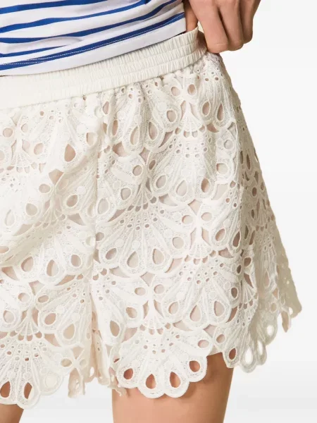 Pantaloni scurți Twinset cu broderie alb
