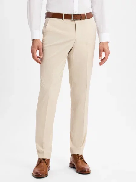 Finshley & Harding spodnie garniturowe Kalifornia Mężczyźni Slim Fit marmurkowy 46 beżowy