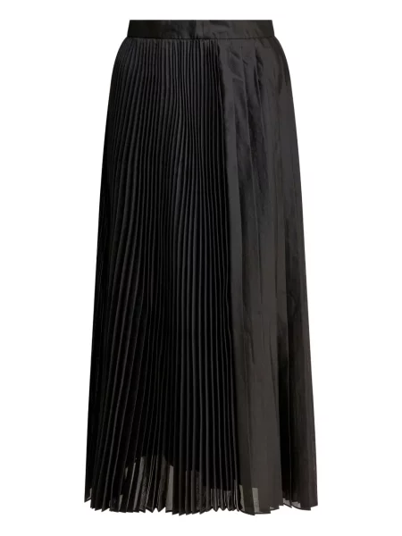Fusta plisata Sandbeige plisată până la genunchi negru