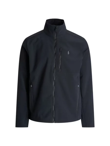 Вълнена поло тениска Polo Ralph Lauren с връзки с принт синьо