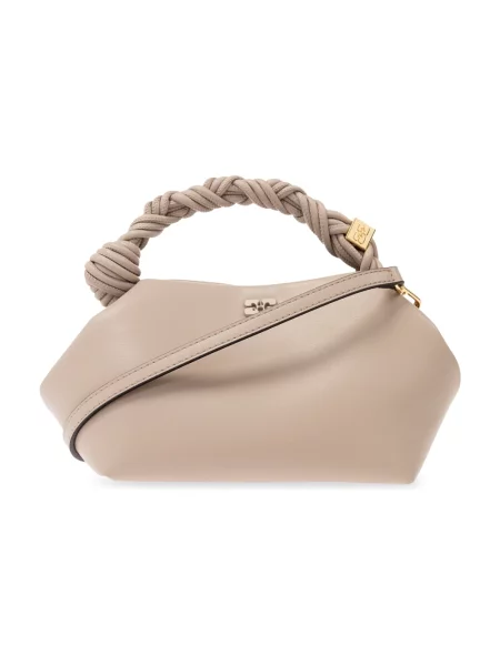 Torebka crossbody Ganni z klapami beżowa