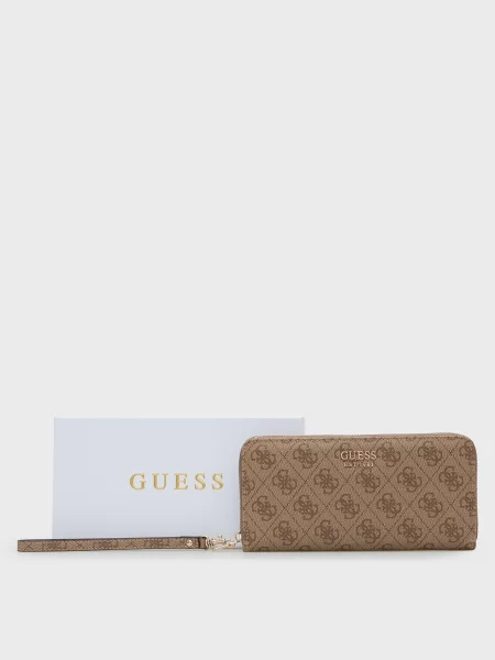 Кошелек Guess с принтом бежевый