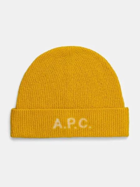 Вълнена шапка A.P.C. bonnet harry от вълна жълто