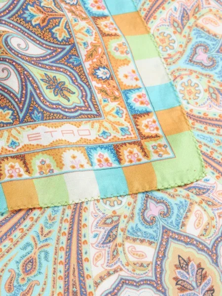 Fular Etro cu model floral cu imagine verde