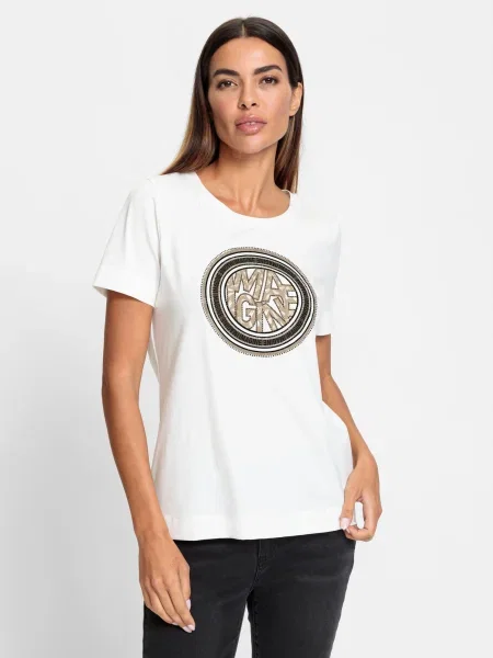 Heine Tricou maro cămilă / maro închis alb