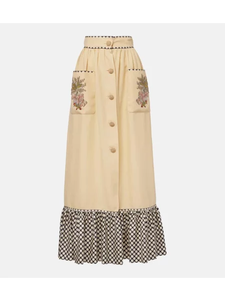 Fusta maxi Valentino cu broderie galben