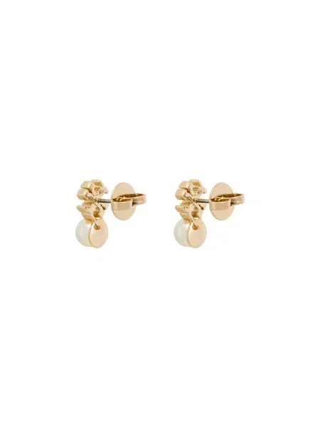 Tory Burch Auskarai LOGO AND PEARL STUD EARRINGS Auksinė