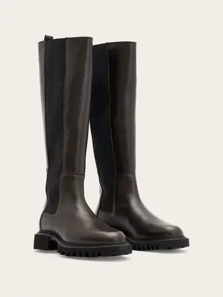 Кожаные сапоги Allsaints коричневые