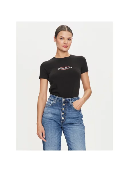 Majica Guess Jeans s kratkimi rokavi črna