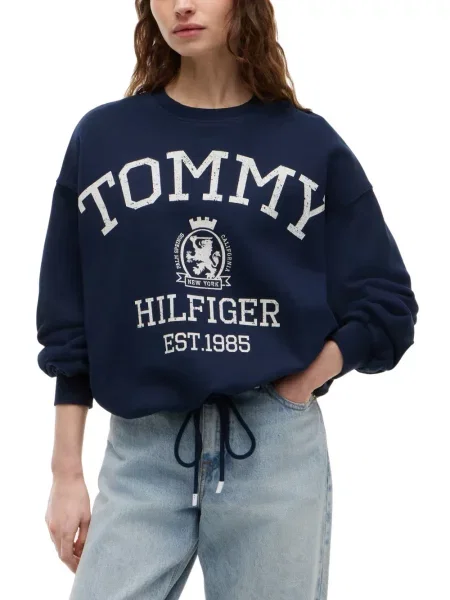 Pulover Tommy Hilfiger cu imagine cu cordon albastru