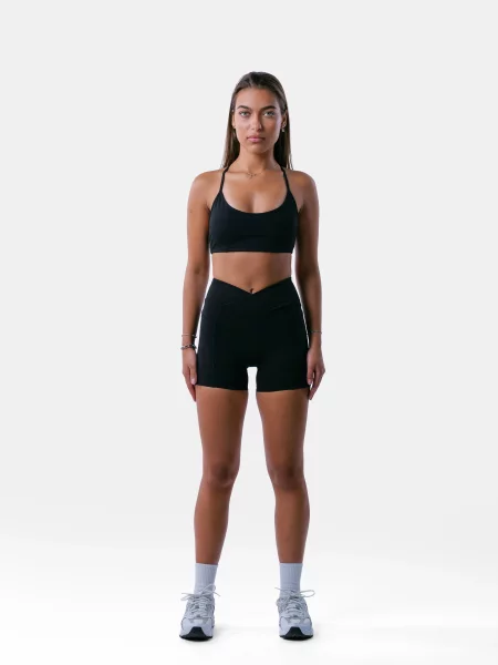 Stanik sportowy z plecami Y na jogę i pilates – Encore – czarny