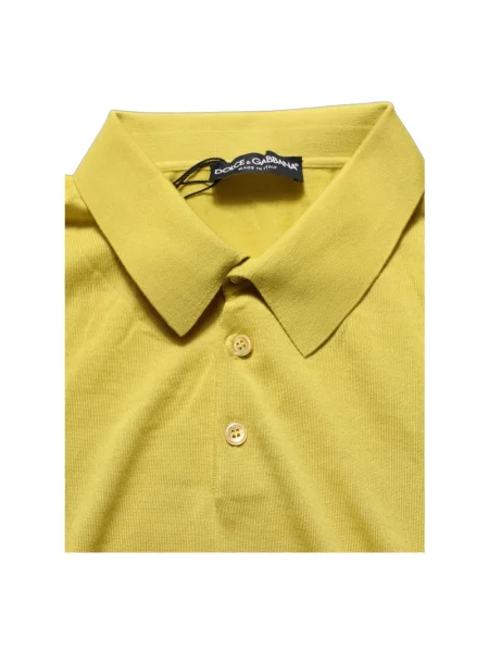 Koszulka polo Dolce And Gabbana z kaszmiru żółta