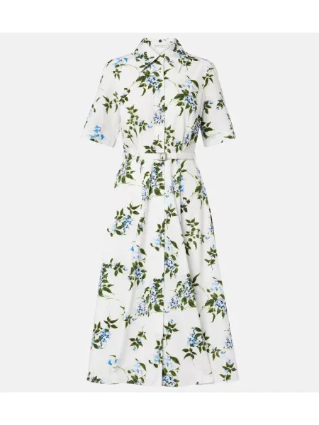 Rochie tip cămașă Emilia Wickstead cu model floral din poplin alb