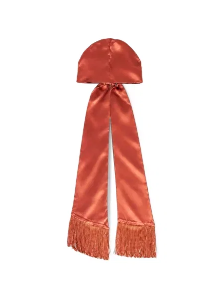 Fular Rowen Rose cu franjuri din satin roz