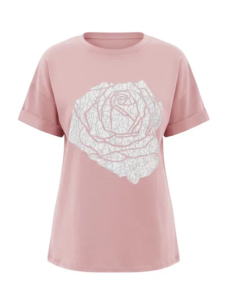 Imily Bela Tricou roz alb