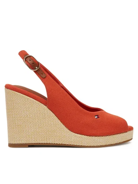 Сандали Tommy Hilfiger FLAG HIGH WEDGE ESPAD SLINGBACK червено
