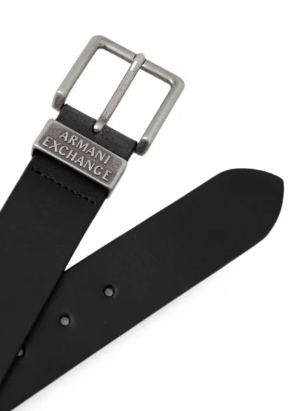 Curea Armani Exchange din piele cu autograf negru