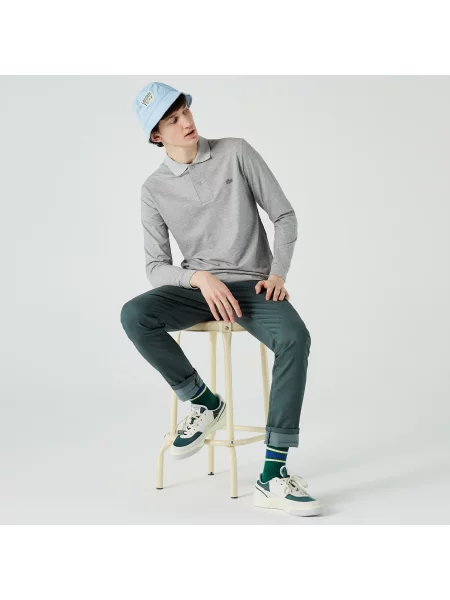 Lacoste Koszulka Polo Z Długim Rękawem Regularny Krój szara