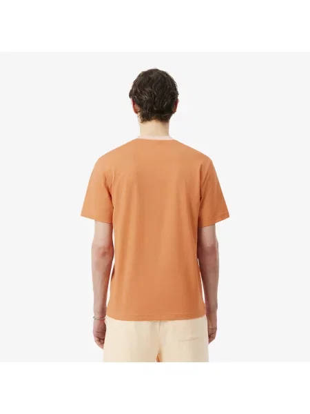 Lacoste T-Shirt O Klasycznym Kroju Z Blokami Kolorów pomarańczowy