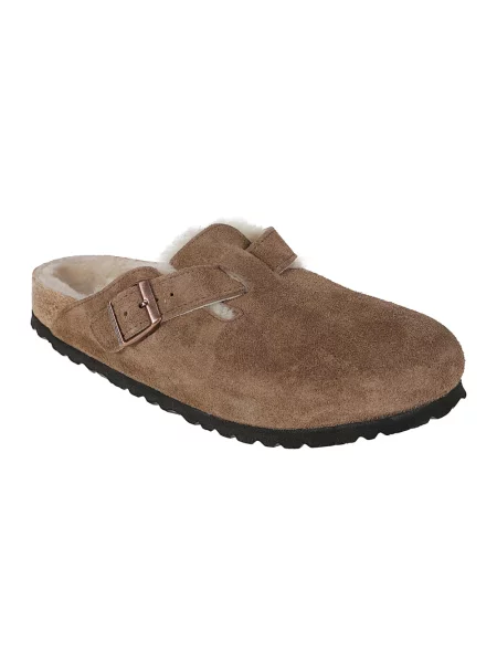 Klapki Birkenstock zamszowe beżowe