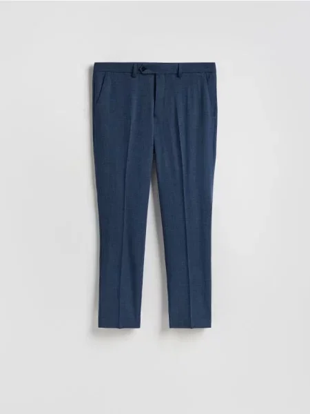 Reserved Garniturowe spodnie slim fit granatowy