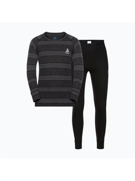 Lenjerie de corp termică pentru copii ODLO Active Warm Eco Long negru/gri melange negru