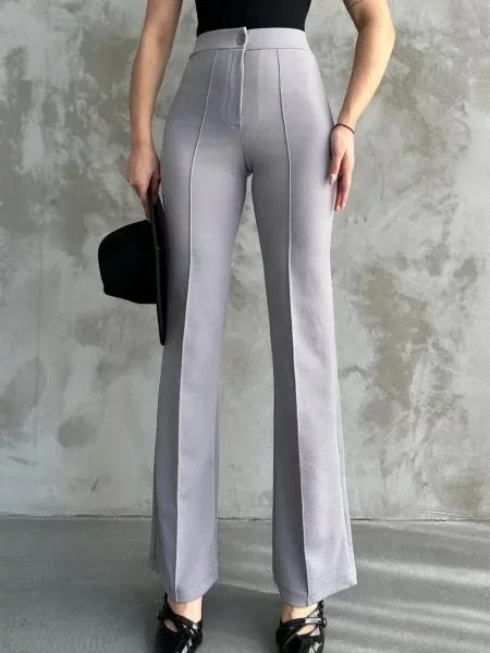 Pantaloni Dewberry cu talie înaltă gri