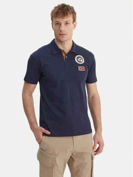 Napapijri Tricou polo E-Reflect Bleumarin alb
