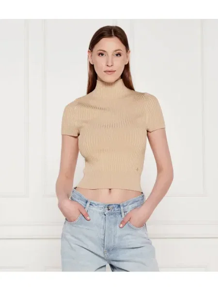 GUESS Pulover JAYLA | Cropped Fit bej