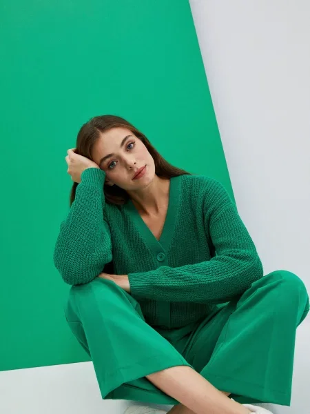 Cardigan Moodo scurt verde