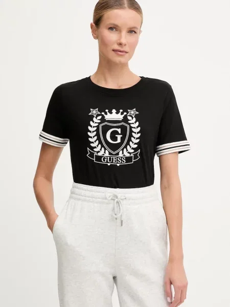 Тениска Guess MURIEL дамска черно