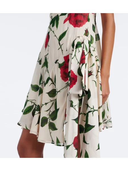 Rochie Blumarine cu model floral drapată alb
