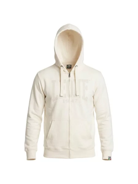 Mikina na zips Leone 1947 s autogramom béžová